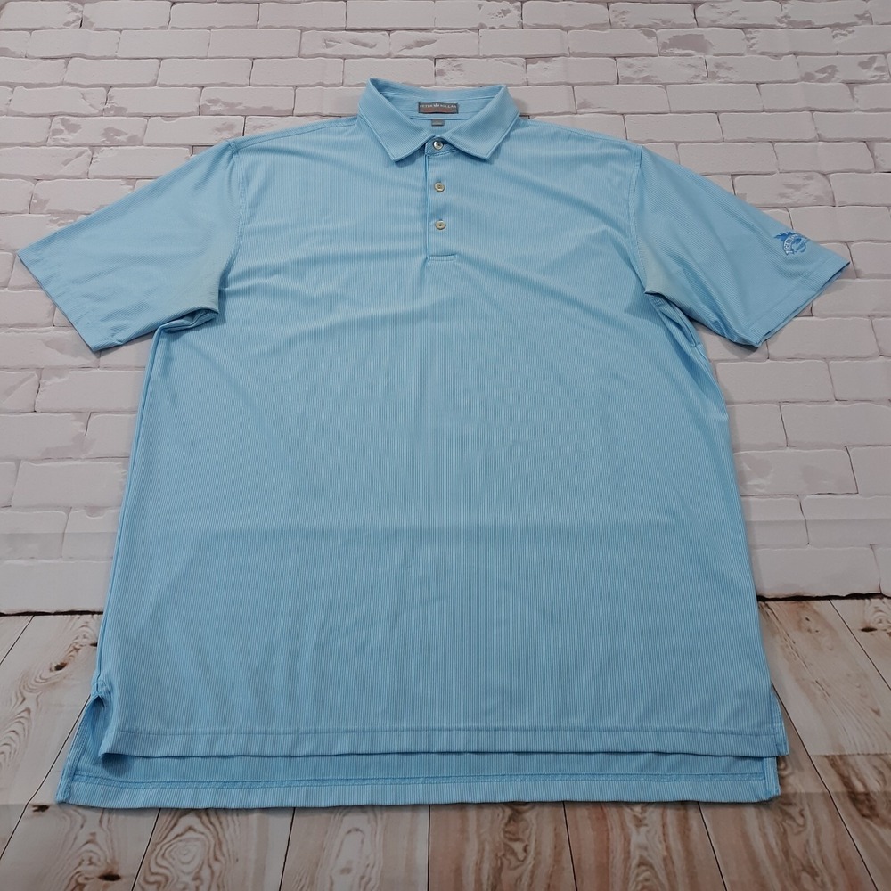 Peter Millar Summer Comfort Performance Polo Shirt Mens Size Large Golf Blue